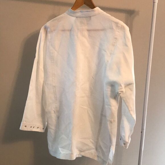 Yansi Fugel White Linen Blend Blouse - Size Small - Picture 7 of 8